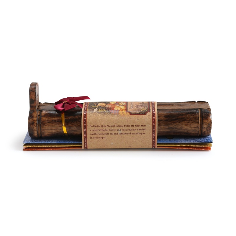 Incense Gift Set - Bamboo Burner + 3 Meditation Incense Stick & Greeting - Thinking Of You
