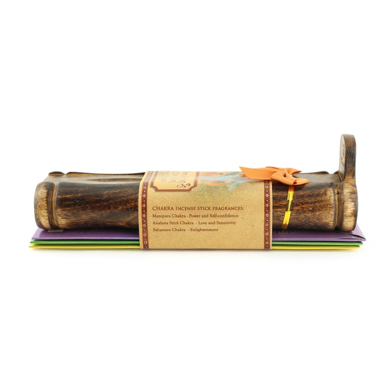 Incense Gift Set - Bamboo Burner + 3 Chakra Incense Sticks Packs & Love Greeting - Lost In Love