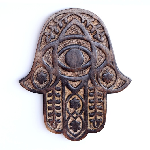 Wooden Hamsa Decor - Myrtle 7"X6" - Prabhuji's Gifts
