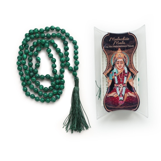 Prayer Mala Beads - Man-Made Malachite - 108 Prayer Beads for Meditation and Spiritual Wealth