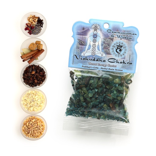 Prabhuji's Resin Incense Throat Chakra Vishuddha - Communication And Responsibility - 1.2Oz Bag