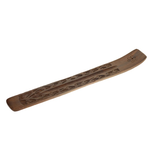 Incense Burner - Wooden Flat Carved Flower