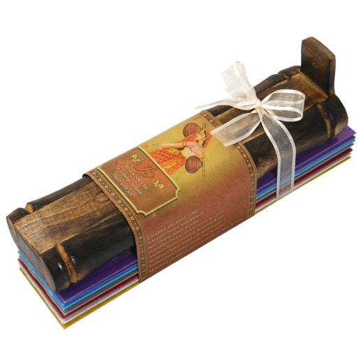Incense Gift Set - Bamboo Burner & 7 Chakra Incense Sticks Packs - Joy