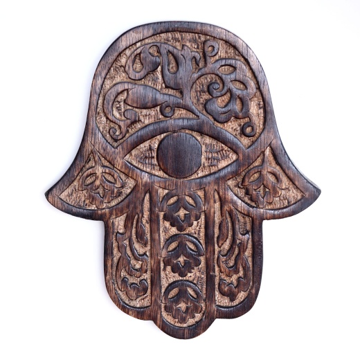 Wooden Hamsa Decor - Cherry Blossom 7"x6"