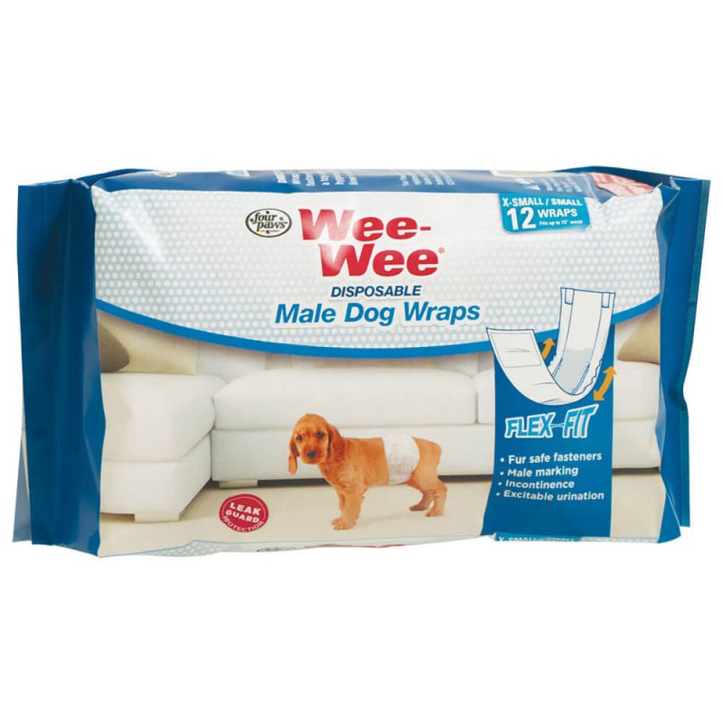 Wee-Wee Disposable Male Dog Wraps 12 Pack