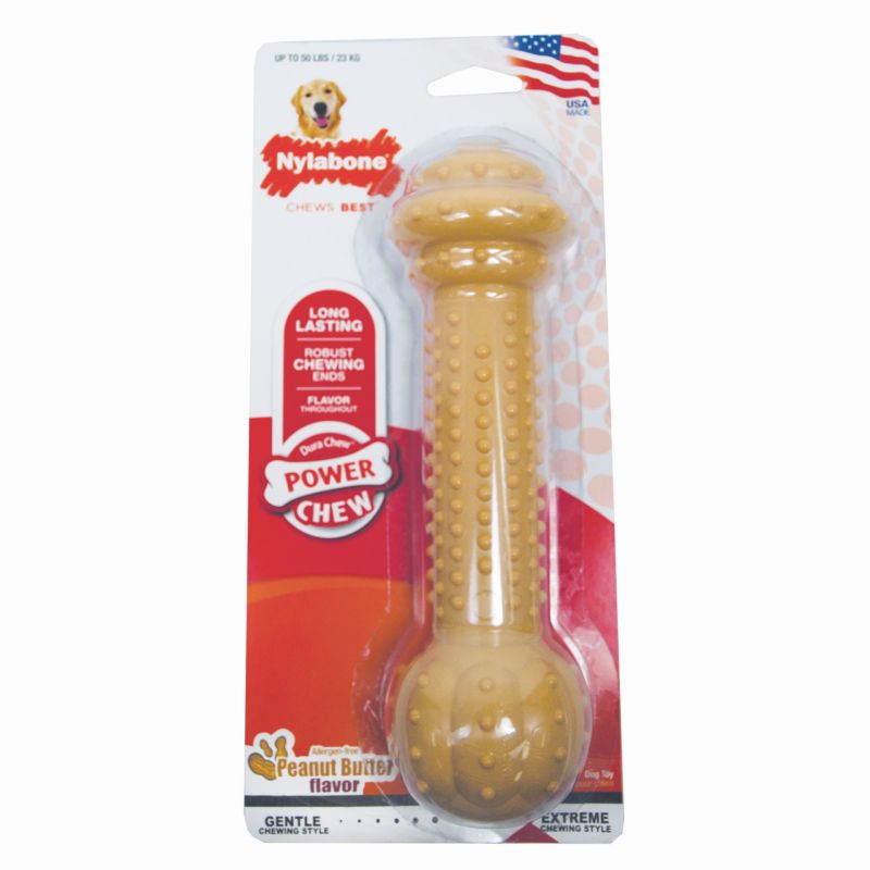 Power Chew Barbell Peanut Butter Dog Toy