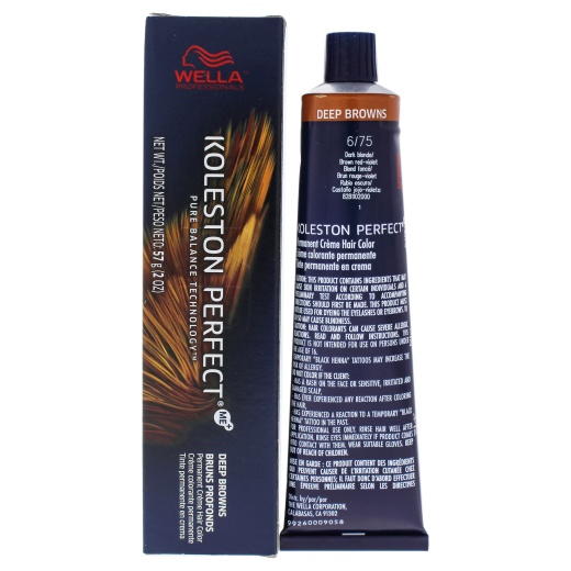 Koleston Perfect Permanent Creme Hair Color 6 75 Dark Blonde-Brown Red-Violet by Wella