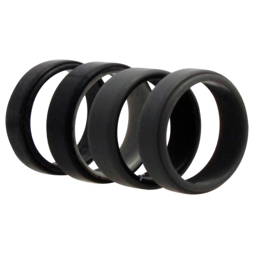 Silicone Wedding 2Layer Beveled 8Mm Ring Set - Grey By Roq For Men - 4 X 12 Mm Ring