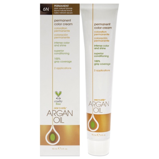 Argan Oil Permanent Color Cream - 6N Dark Natural Blonde by One N Only - 3 Oz Hair Color