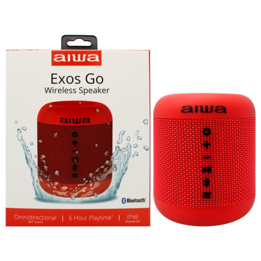 Aiwa Audio Exos Go Wireless Speaker - Waterproof IPX6 - Red