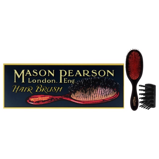 Mason Pearson Handy Pure Bristle Brush - B3 Dark Ruby for Unisex - 2 Pc Hair Brush And Cleaning Brush