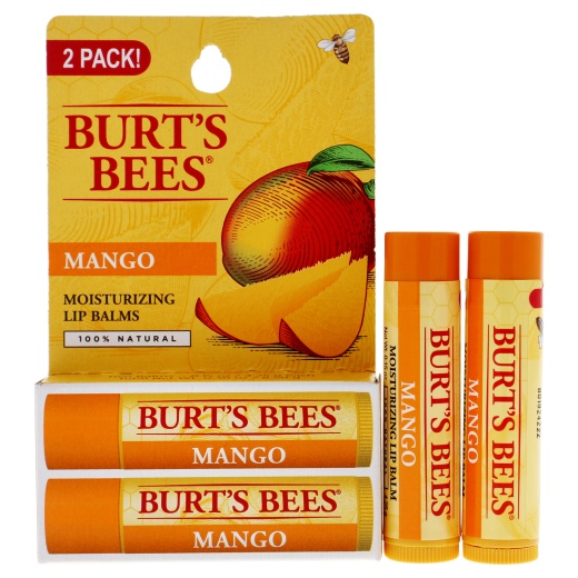 Mango Moisturizing Lip Balm Twin Pack by Burts Bees for Unisex - 2 x 0.15 Oz