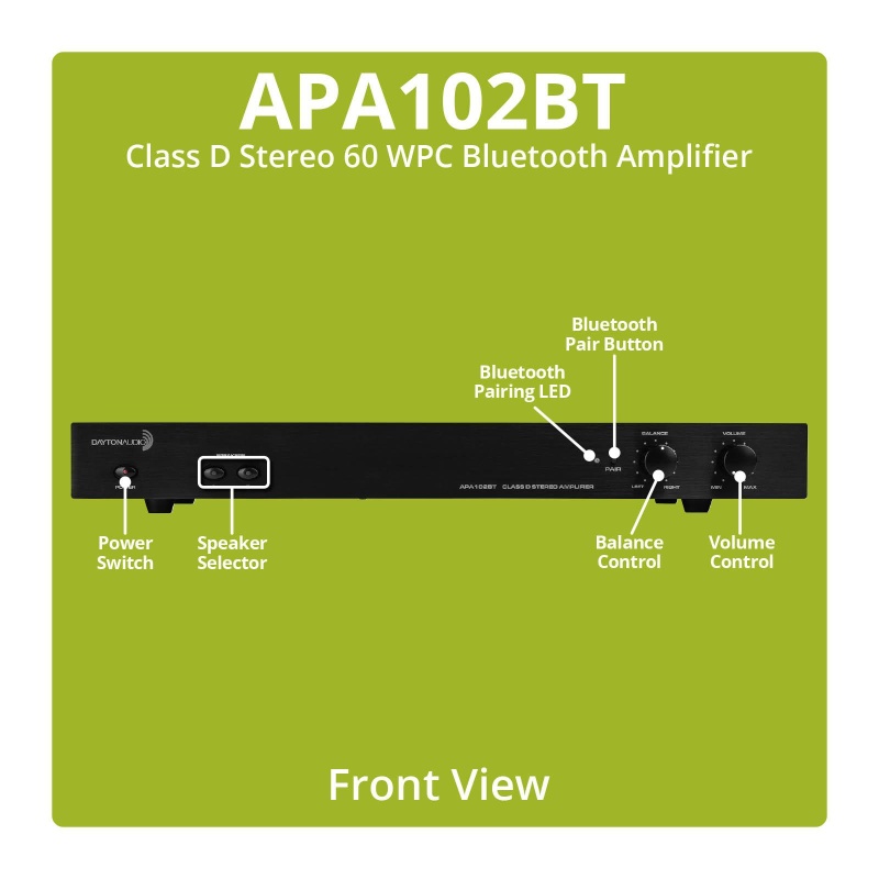 Dayton Audio Apa102bt Class D Stereo 60 Wpc Bluetooth Amplifier
