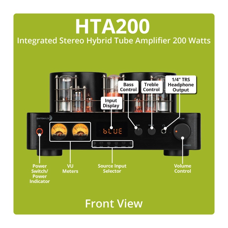Dayton Audio Hta200 Integrated Stereo Hybrid Tube Amplifier 200 Watts