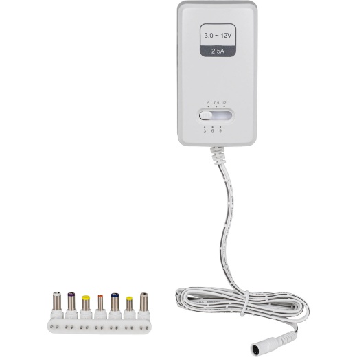 RCA Pad2500wz 2500Ma Universal AC to DC Power Adapter-White With 7-Tips