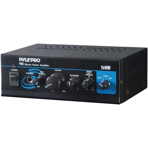 Pyle PTA2 Mini 2X40w Stereo Mixer/Power Amplifier