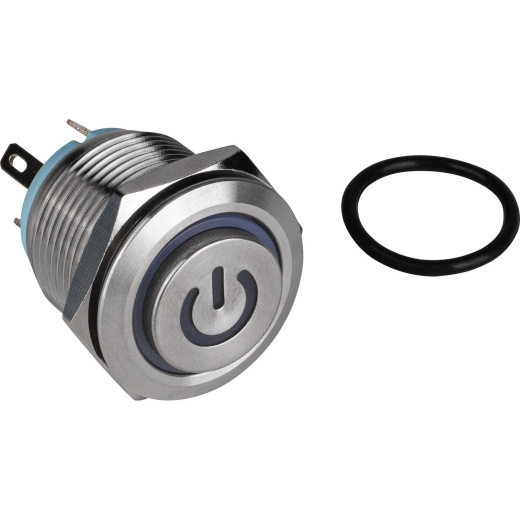 Spst No Momentary Raised Push Button 19Mm Stainless Steel Waterproof Switch with 120V Red Led 5A 125v