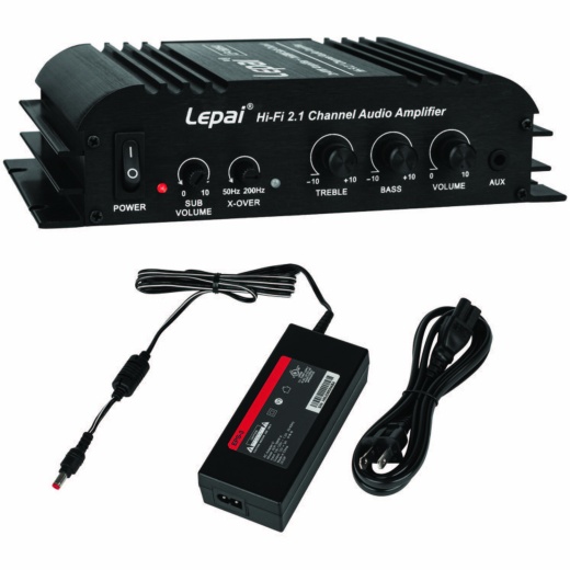 Lepai Lp-168Ha 2.1 2X40w Mini Amplifier + 1X68w Sub Output with 12 Vdc 3A 120 Vac Power Supply
