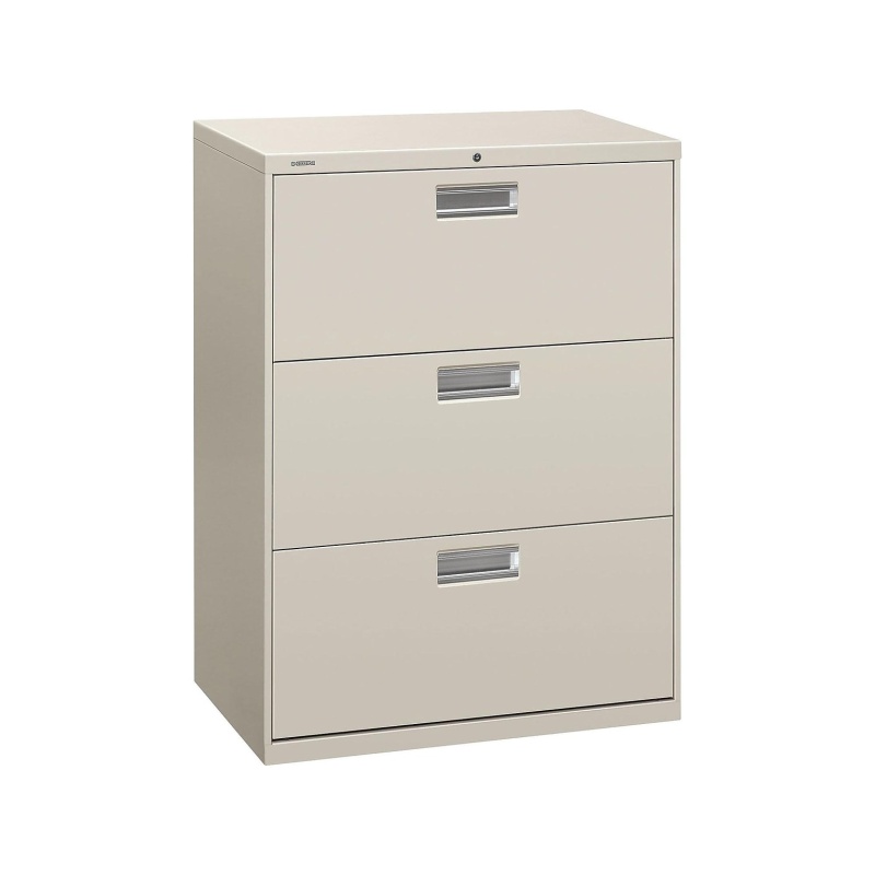 Hon Brigade 600 Series 3-Drawer Lateral File Cabinet, Locking, Letter/Legal, Gray, 30"W (H673.L.Q)