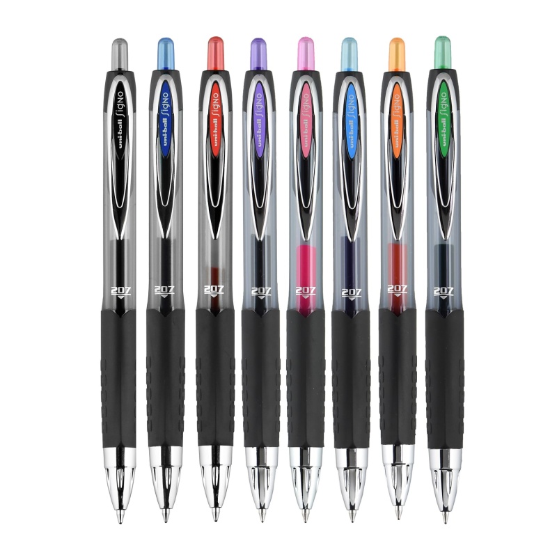Uniball 207 Retractable Gel Pens, Medium Point, 0.7Mm, Assorted Ink, 8 Pack (40110)