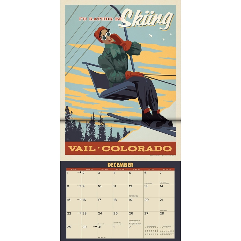 2024 Willow Creek Great American Road Trip Vintage Travel Posters 12" X 12" Monthly Wall Calendar, Multicolor (37379)