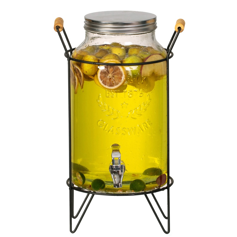1.6-Gallon Glass Drink Dispenser with Stainless Steel Spigot