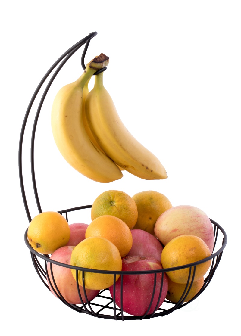 Wire Metal Fruit Basket Holder With Banana Hanger