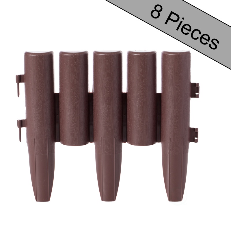 Decorative Interlocking Half Log Lawn Edging Garden Ornamental Fence Border, Pack Of 8