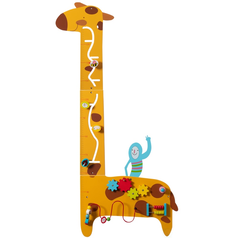 Wooden Giraffe Sensory Wall Game, Activity Toy Growth Chart For Playroom, Nursery, Preschool, And Doctors' Office