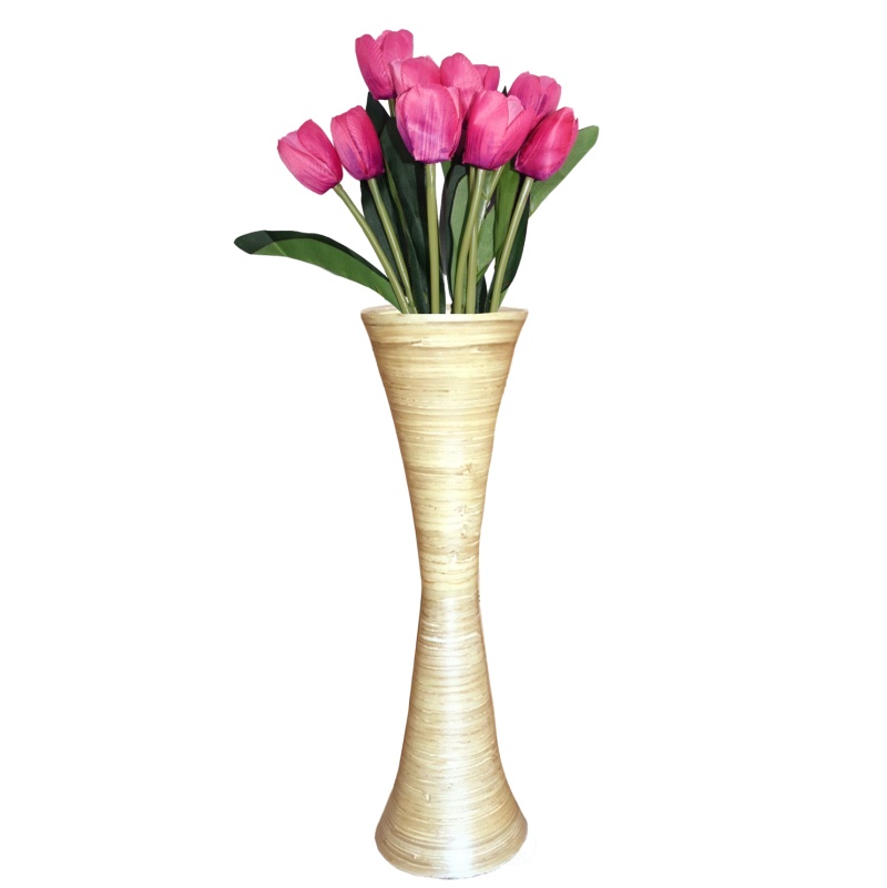 Modern Bamboo Hourglass Floor Vase, 27 Inch