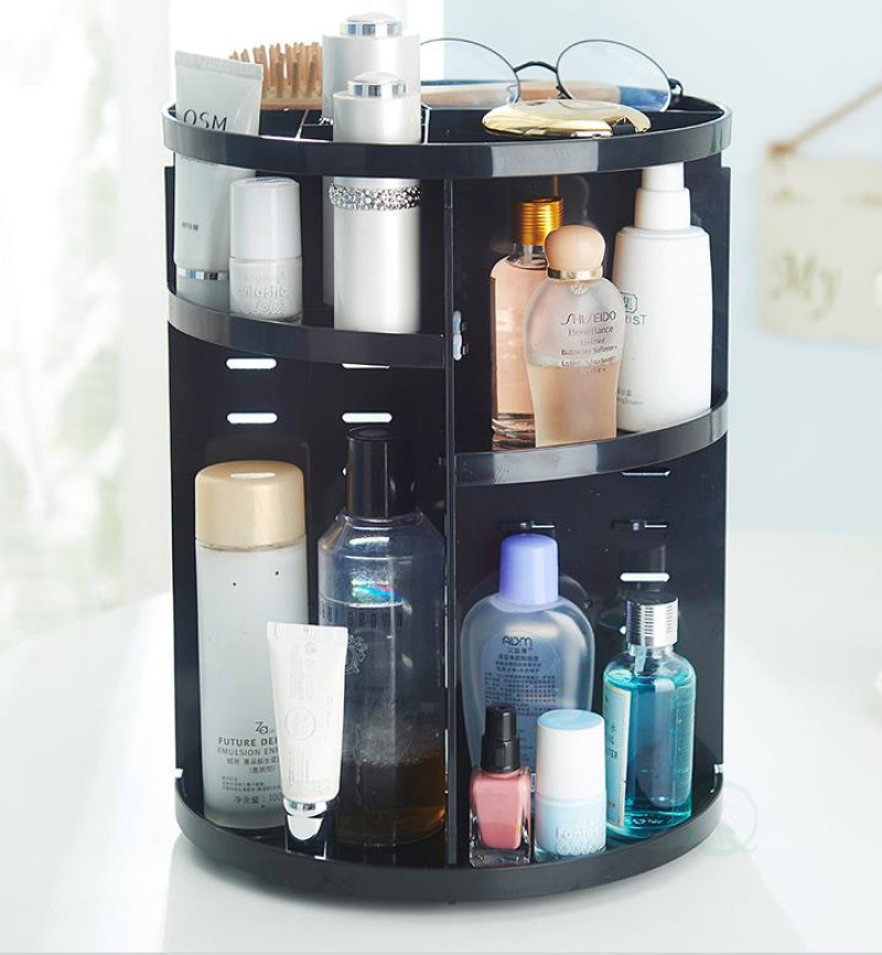 Rotating Cosmetic Storage Tower and Makeup Organizer