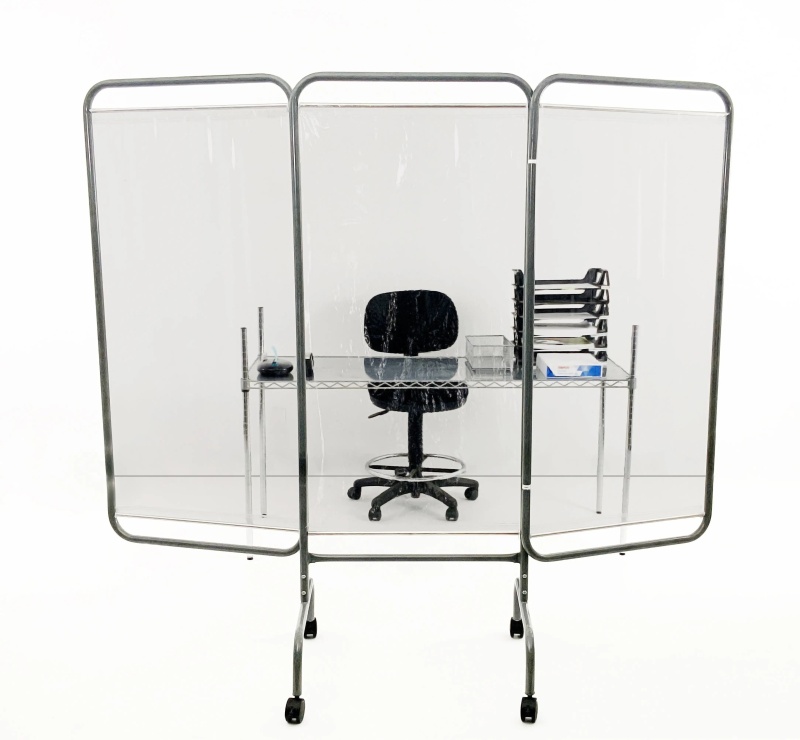 Antimicrobial Mobile Three Panel Clear Barrier