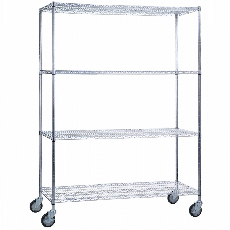 Rolling Wire Shelving Cart 18 X 60 X 78 With Wire Shelves