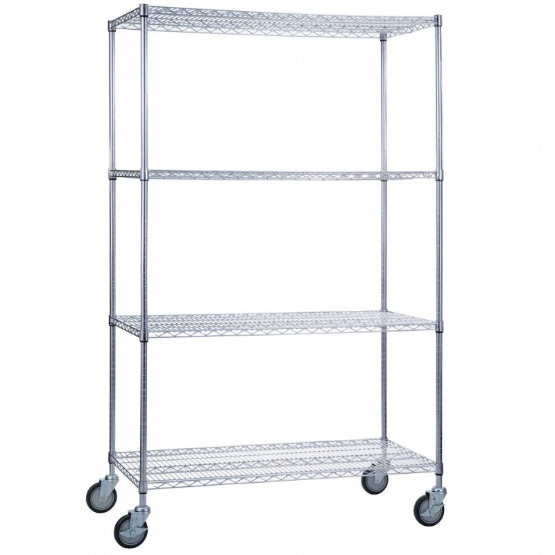 Rolling Wire Shelving Cart 18 X 36 X 78 With Wire Shelves