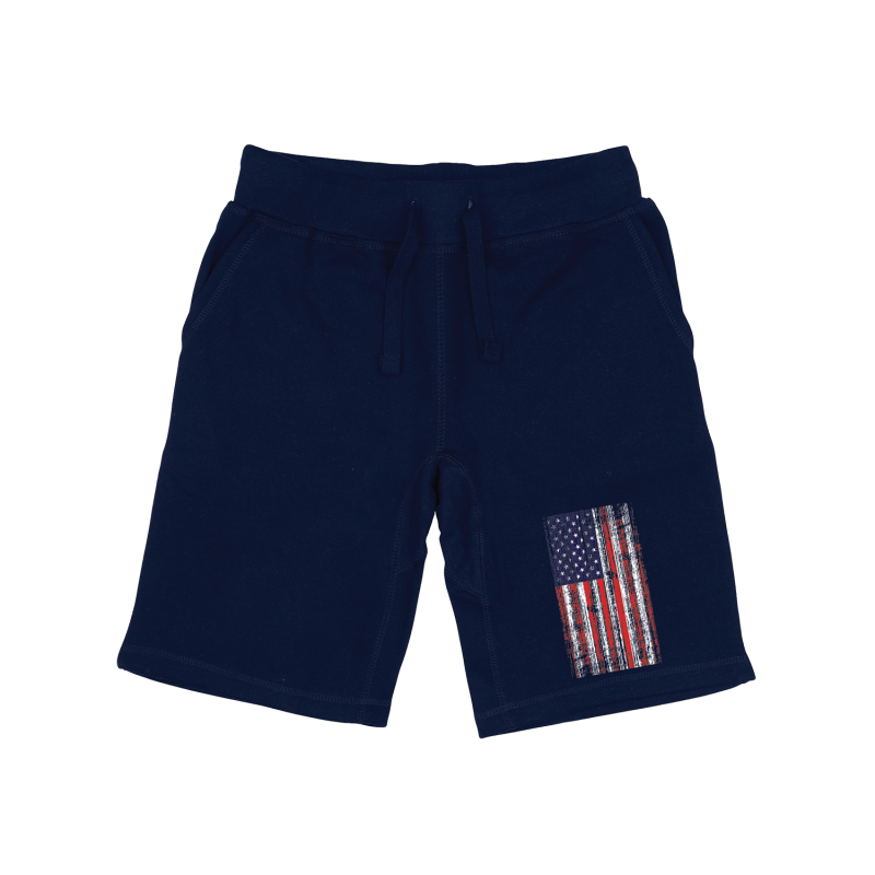 Graphic Shorts, Distressed Flag, Nvy, l