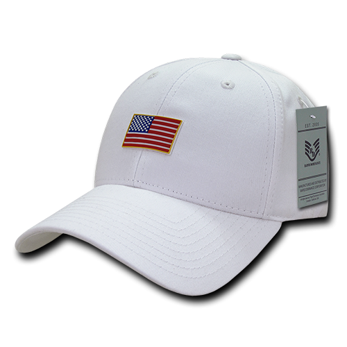 Structured Rubber Flag Cap, Usa, White