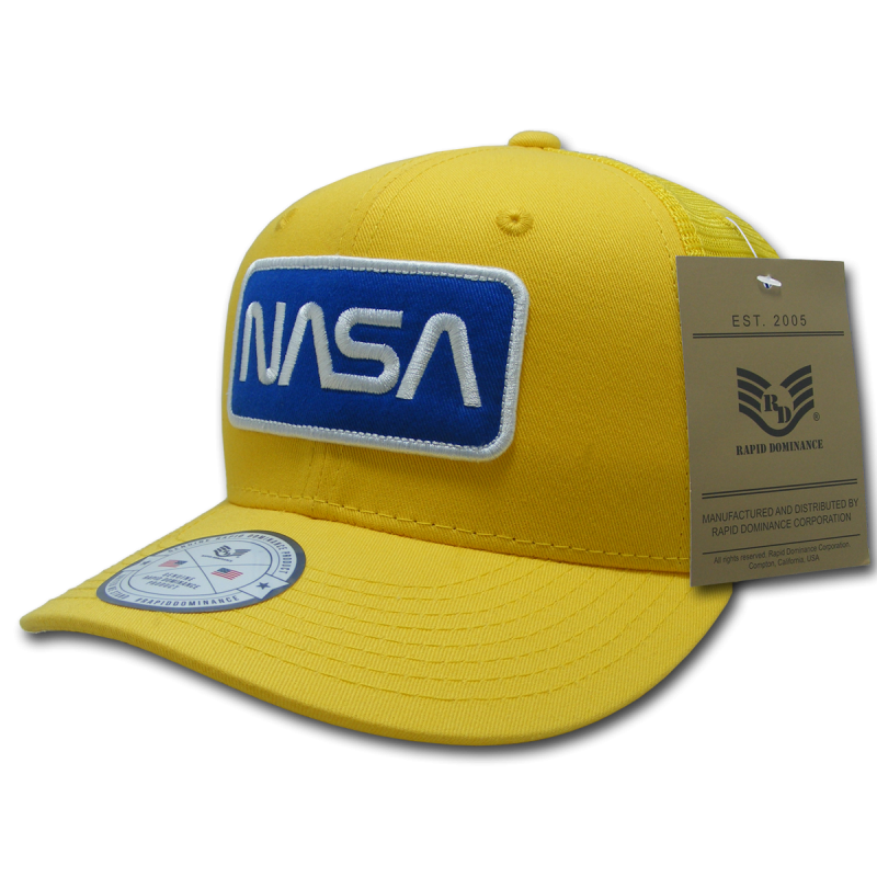 Nasa Patch Trucker Caps, Worm, Yellow