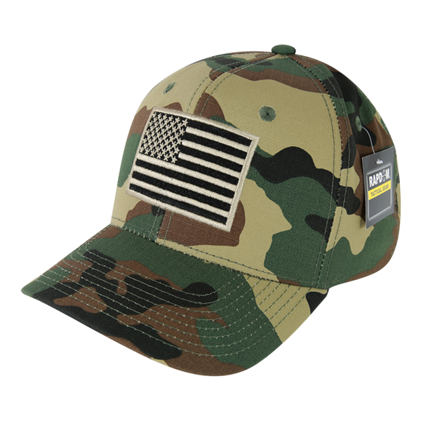 Embroidered Ripstop Cap, Usa, Woodland