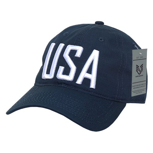 Relaxed Ripstop Cap, Usa Text, Navy