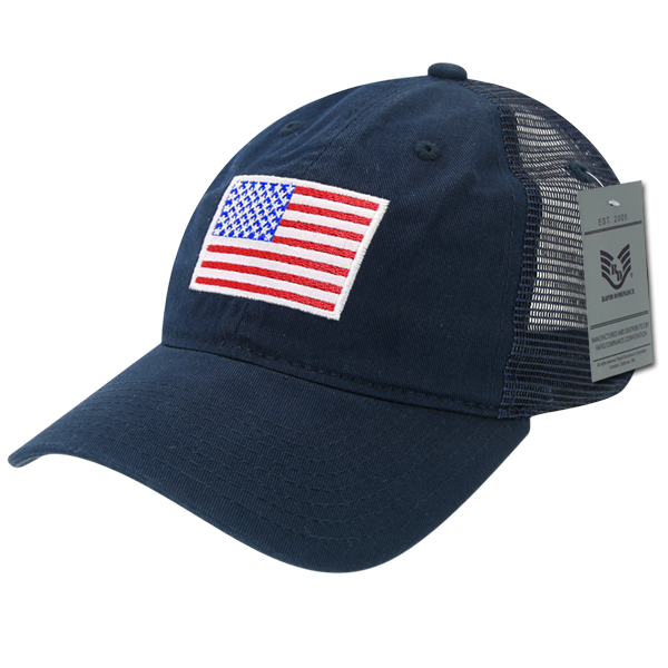 Relaxed Trucker Cap, Usa Flag, Navy