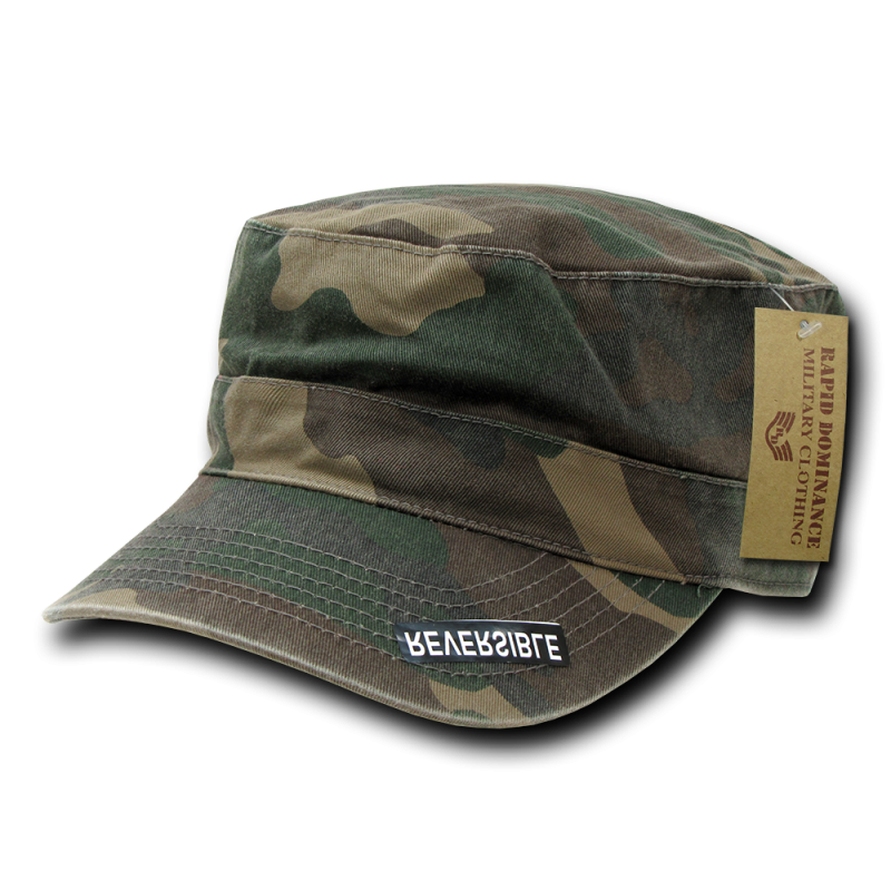 Reversible Flat Top Caps, Woodland Camo