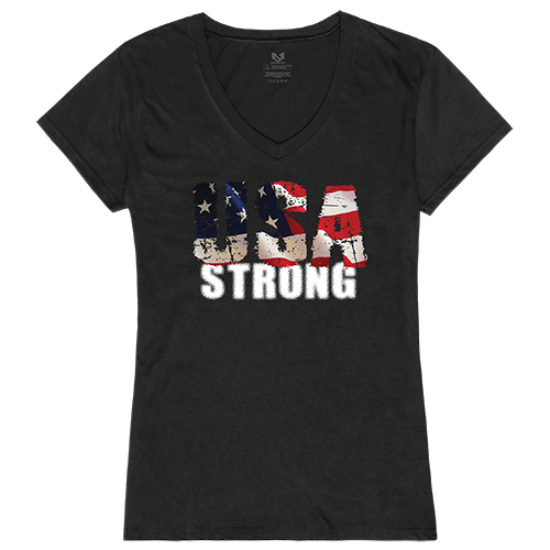 Graphic V-Neck, Usa Strong 1, Blk, 2x