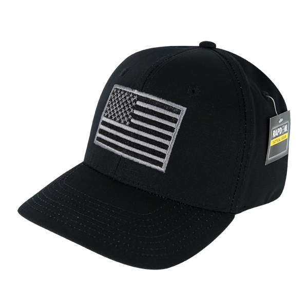 Embroidered Ripstop Cap, Usa, Black
