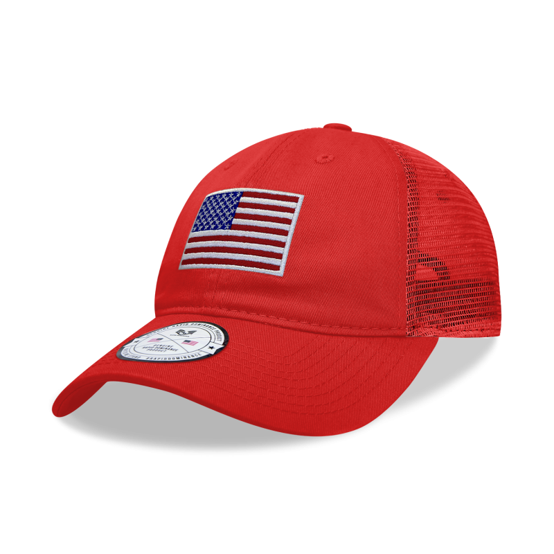 Relaxed Trucker Cap, Usa Flag, Red