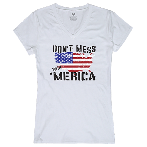 Graphic V-Neck, Dt Mess With Am, Wht, s