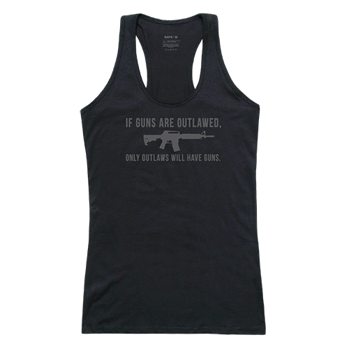 Women's Graphic Tank, Outlawed, Blk, 2x
