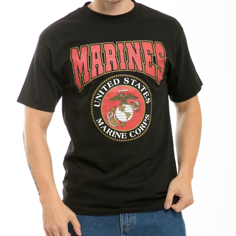 Classic Military T's, Marines, Black, l