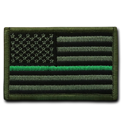 Canvas Patch(3""X2""), Usa,Thin Green Line