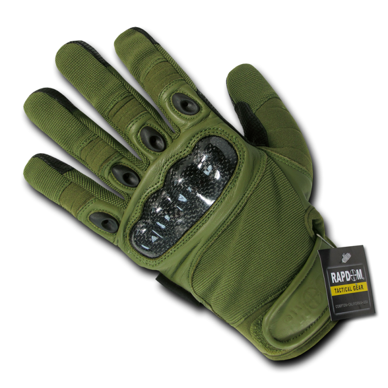 Carbon Fiber Hard Knuckle Glove, Olv, m
