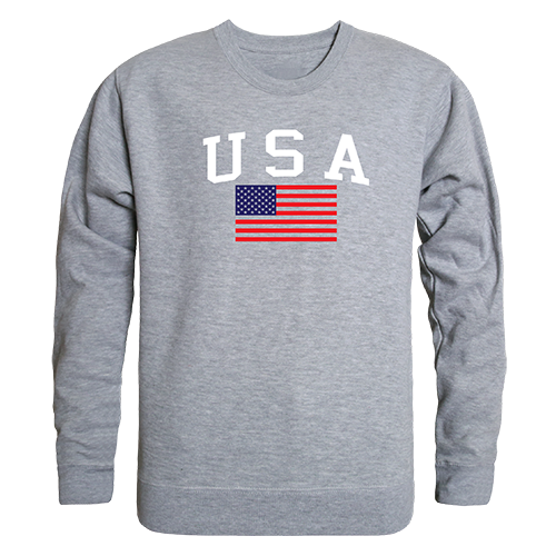 Graphic Crewneck Sweatshirt, USA & Flag, H. Grey, 2x